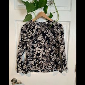 Banana Republic neutrals floral blouse